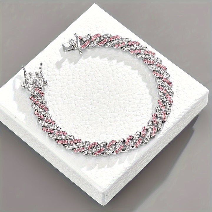 Bracelet maille cubaine rosé arctique | Or blanc