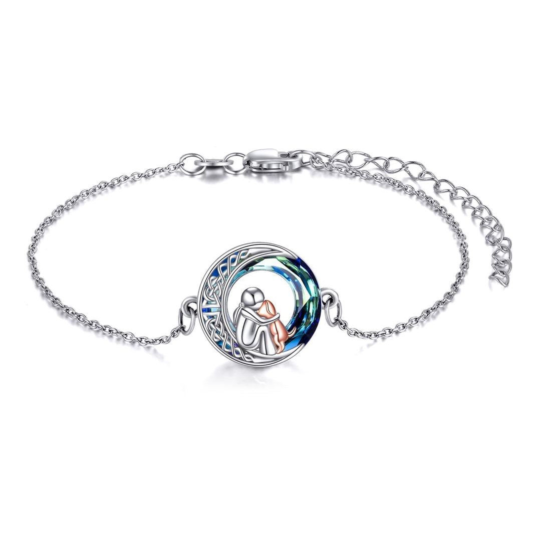 Bracelet réglable avec pendentif en forme de chien | Or blanc