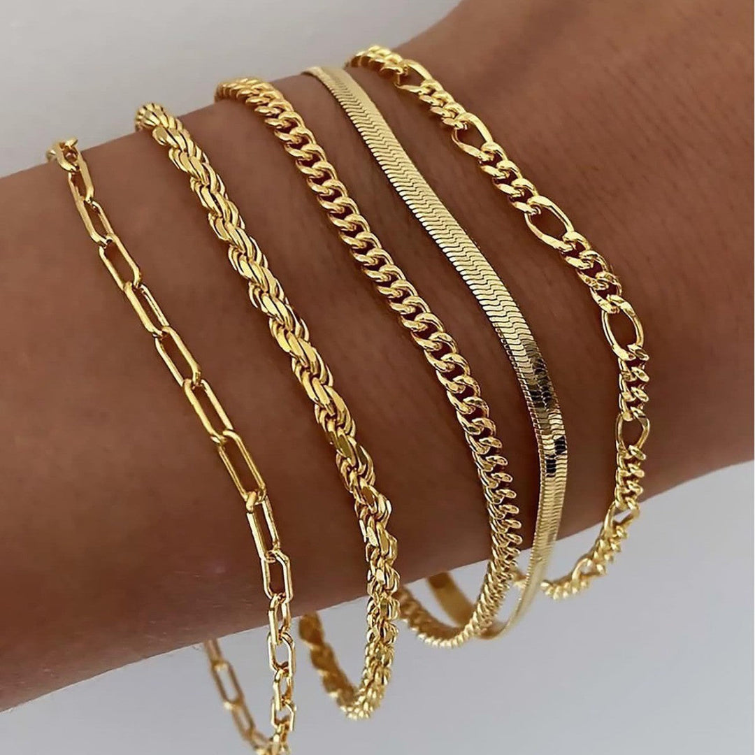 Ensemble de 5 bracelets | Or