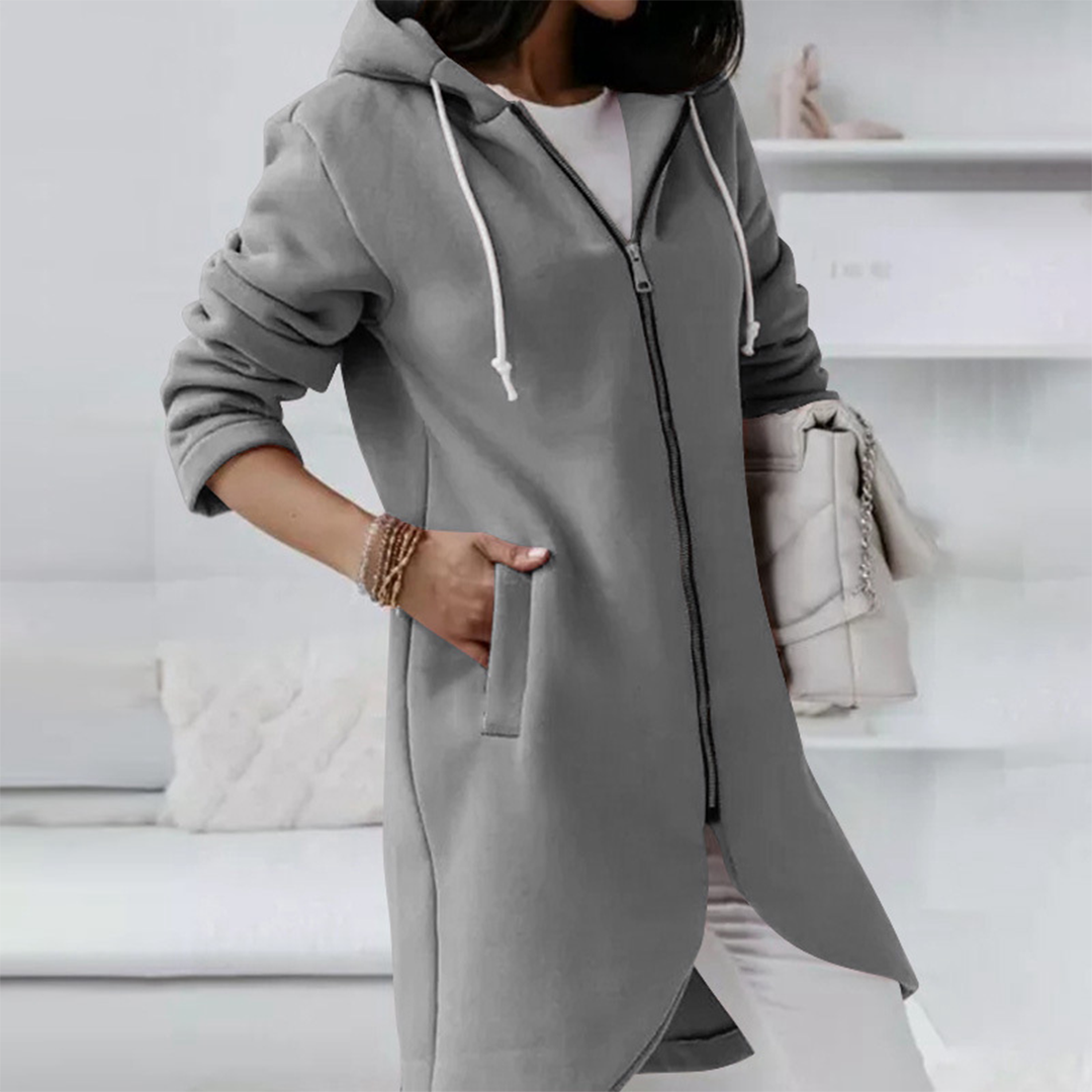 Sweat à capuche zippé femme | Coupe longue et intérieur douillet