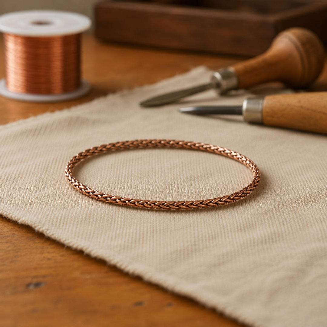 Chaîne de cheville en cuivre Tresse