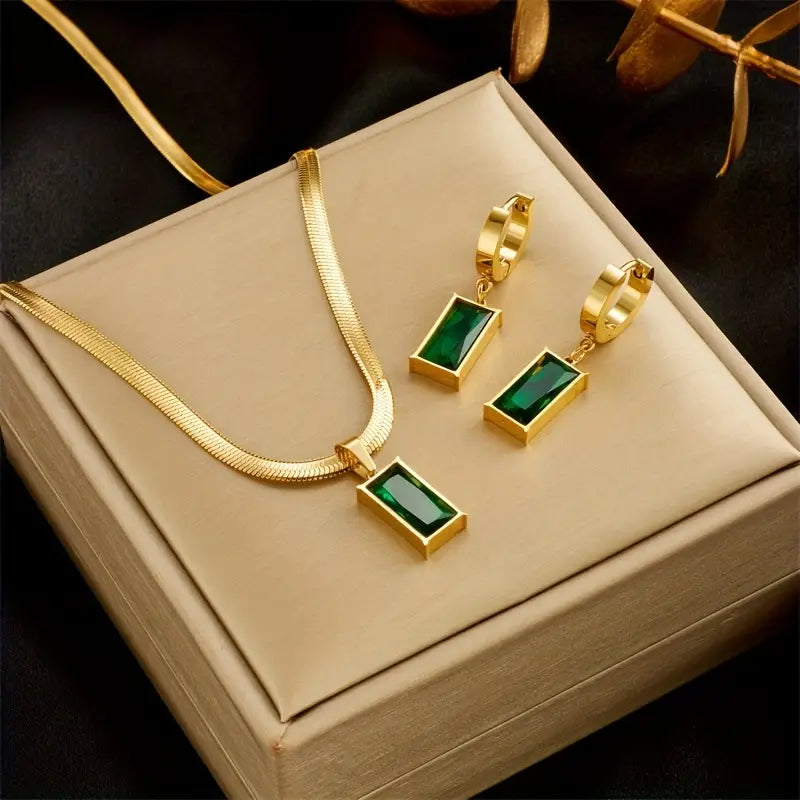 Collection complète de bijoux Lina émeraude | Or