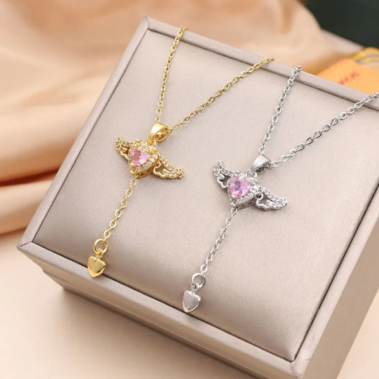 Collier ange cœur amour | Or