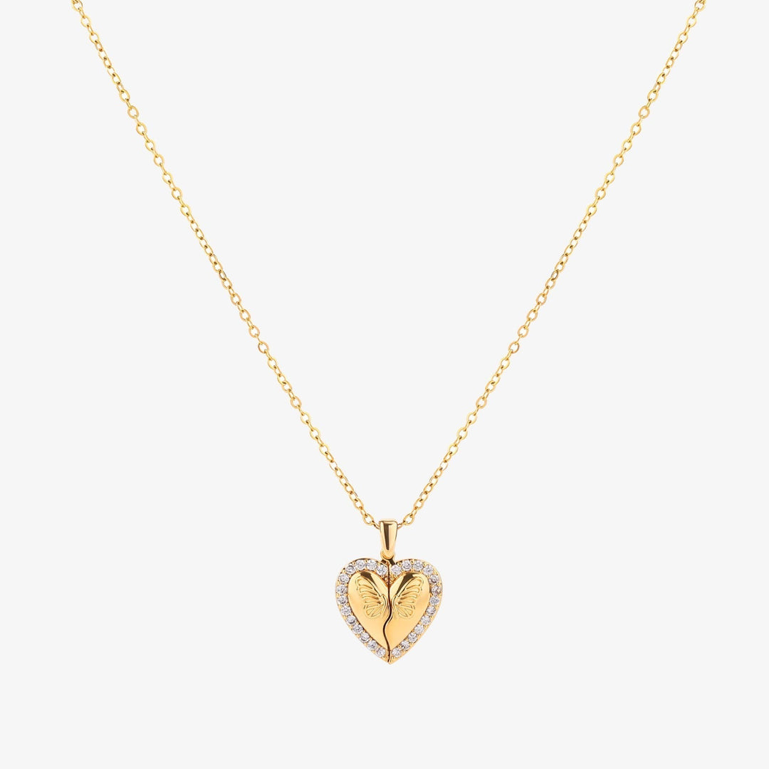 Collier cœur papillon | Or