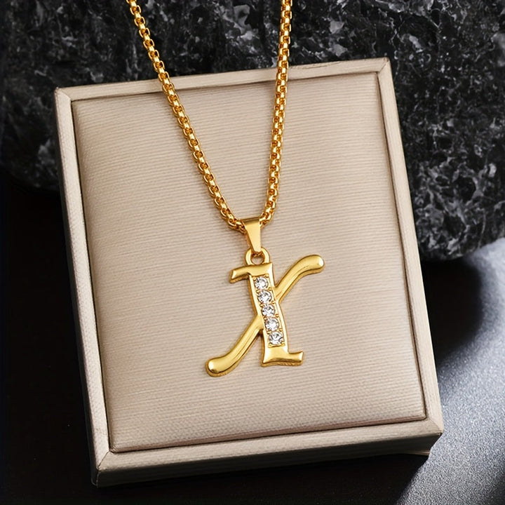 Collier initiale en cristal | Or