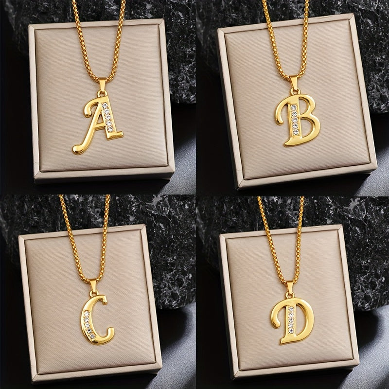 Collier initiale en cristal | Or