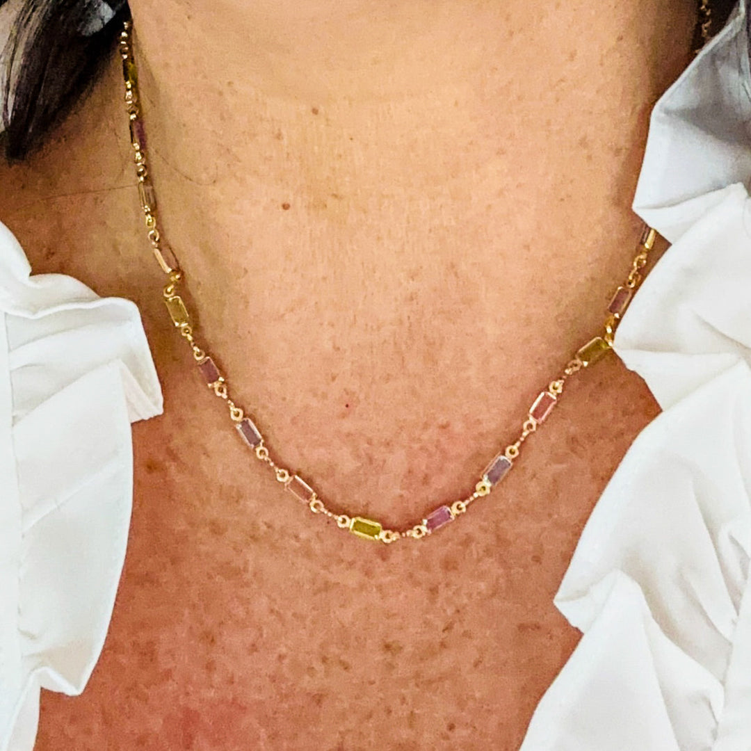 Collier Isabelle avec pierre colorée brillante | Or