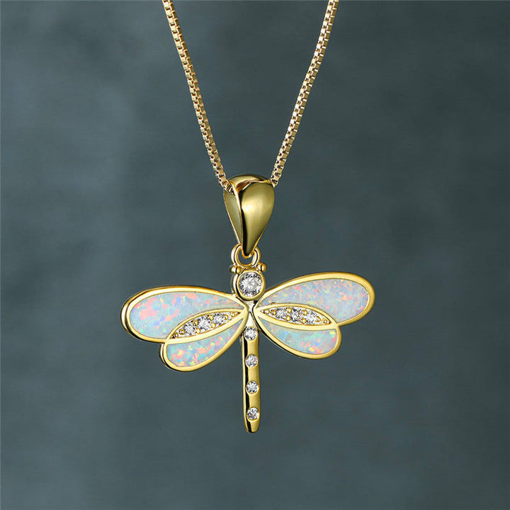 Collier libellule avec opale | Or