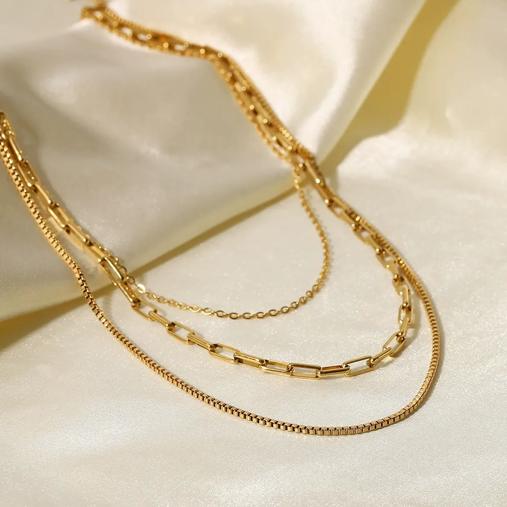 Collier à trois couches en acier inoxydable | Or