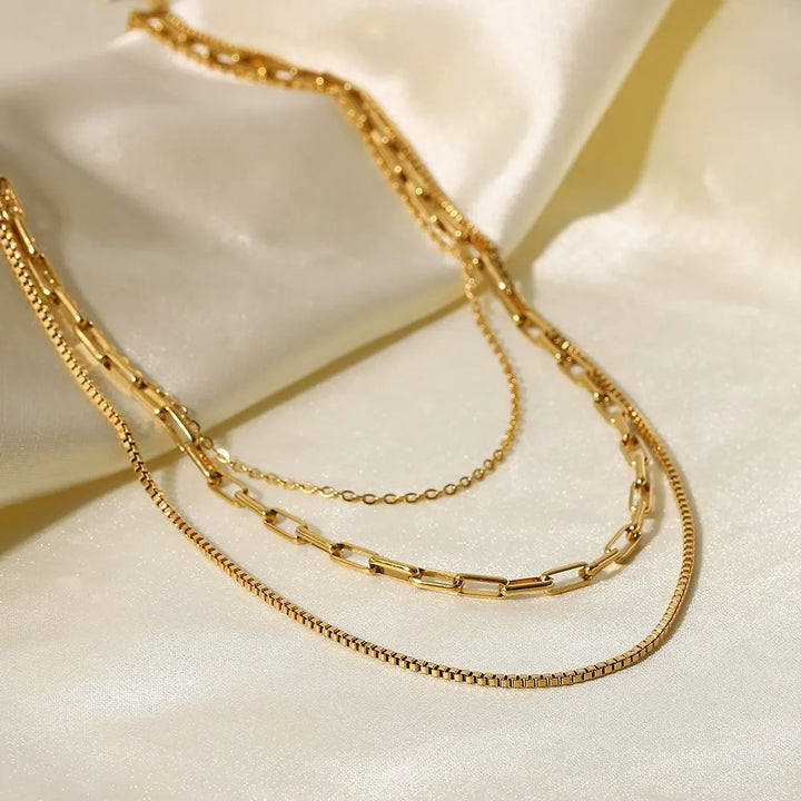 Collier à trois couches en acier inoxydable | Or