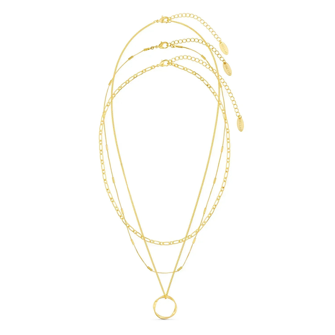 Collier à trois rangées en cercle ouvert | Or blanc