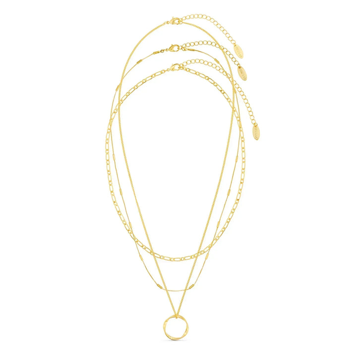 Collier à trois rangées en cercle ouvert | Or blanc