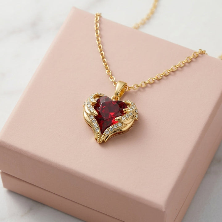 Collier avec cœur en rubis ange | Or