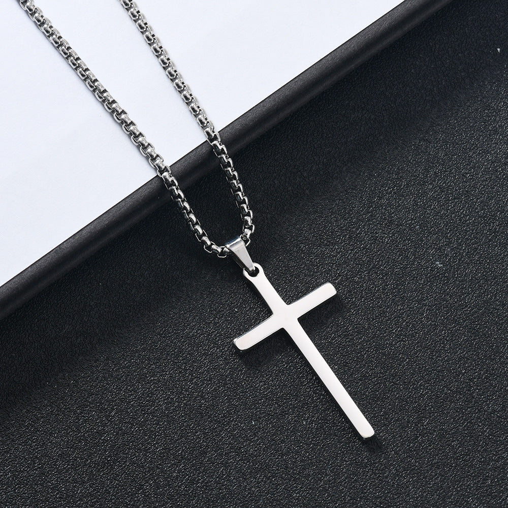 Collier avec croix « Foi Élevée » | Or blanc