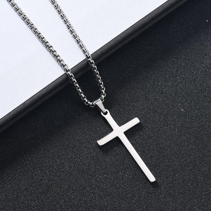 Collier avec croix « Foi Élevée » | Or blanc