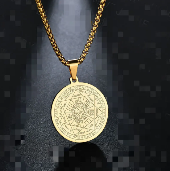 Collier avec médaille ange et six étoiles | Or