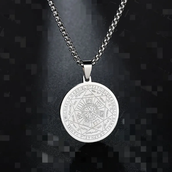 Collier avec médaille ange et six étoiles | Or