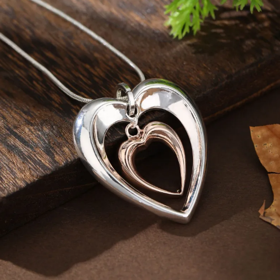 Collier avec cœur suspendu bicolore | Or bicolore
