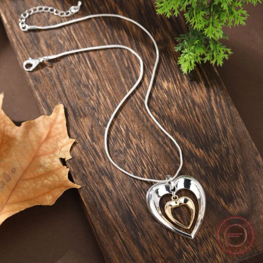 Collier avec cœur suspendu bicolore | Or bicolore