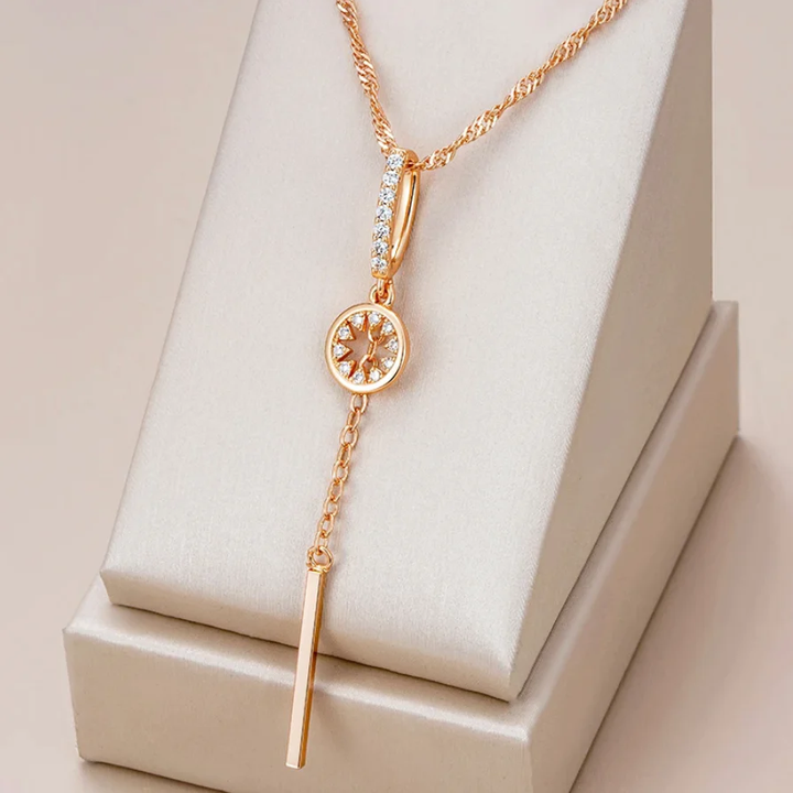 Collier élégant avec cristal rond | Or