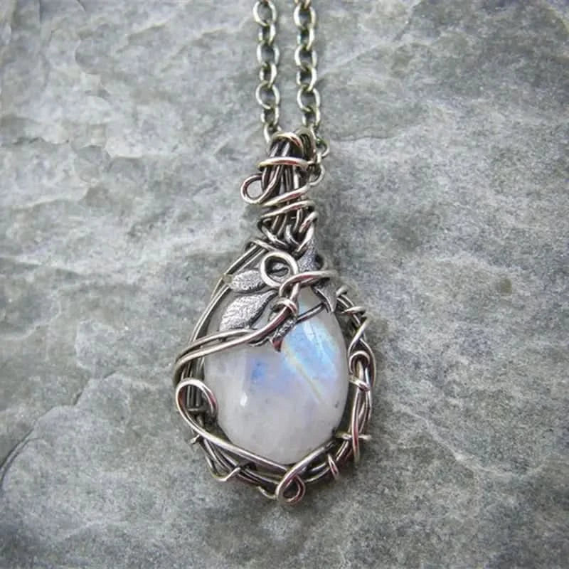 Collier en lune - pendentif en fil | Or
