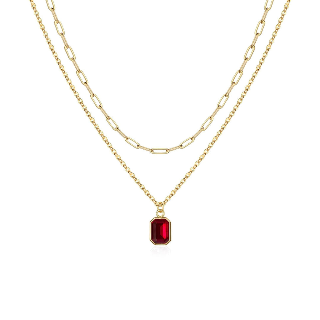 Collier en rubis superposé avec Trombone | Or