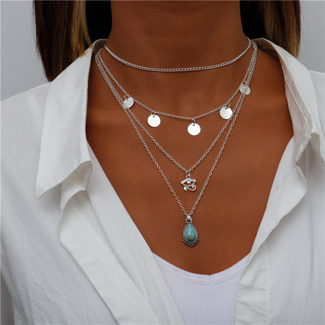 Collier avec pierres bleues | Or blanc