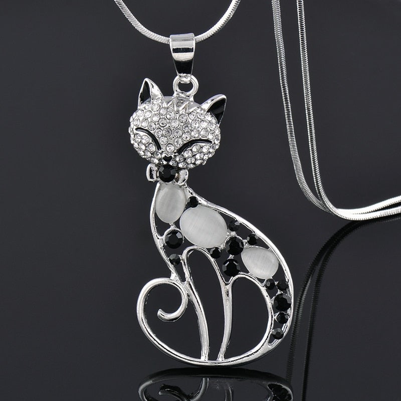 Collier chat à brillants | Or blanc