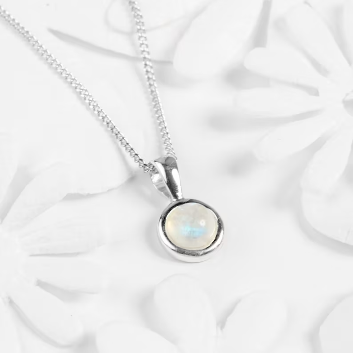 Collier en pierre de lune | Or blanc