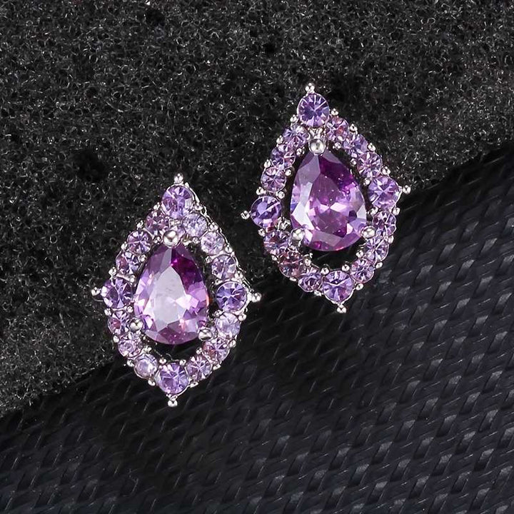 Collier et boucles d'oreilles en améthyste Nadine | Or
