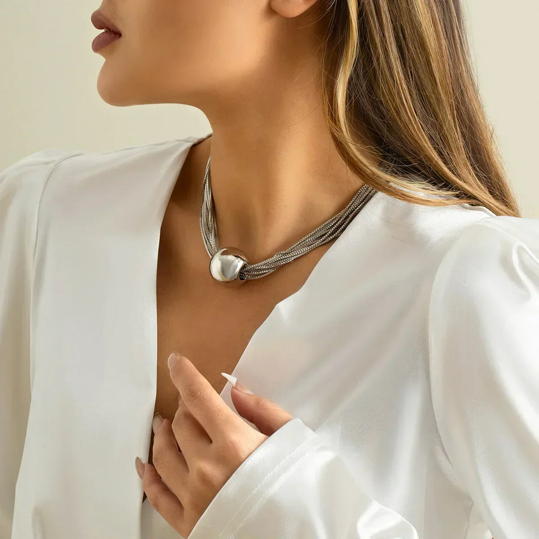 Collier rétro avec des perles colorées | Or
