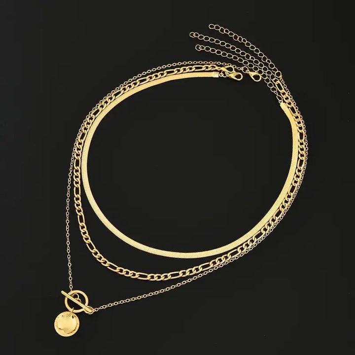 Collier superposé en pièce texturée Savira | Or
