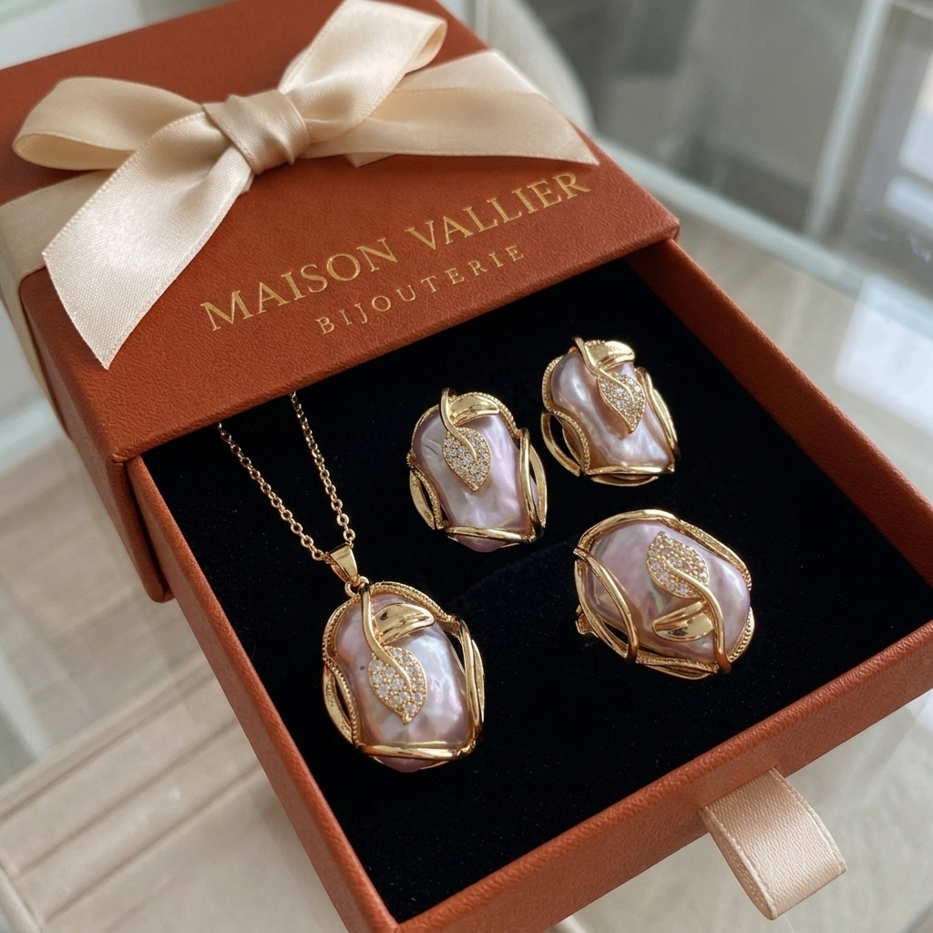 Ensemble collier et boucles d'oreilles en perles d'eau douce | Or