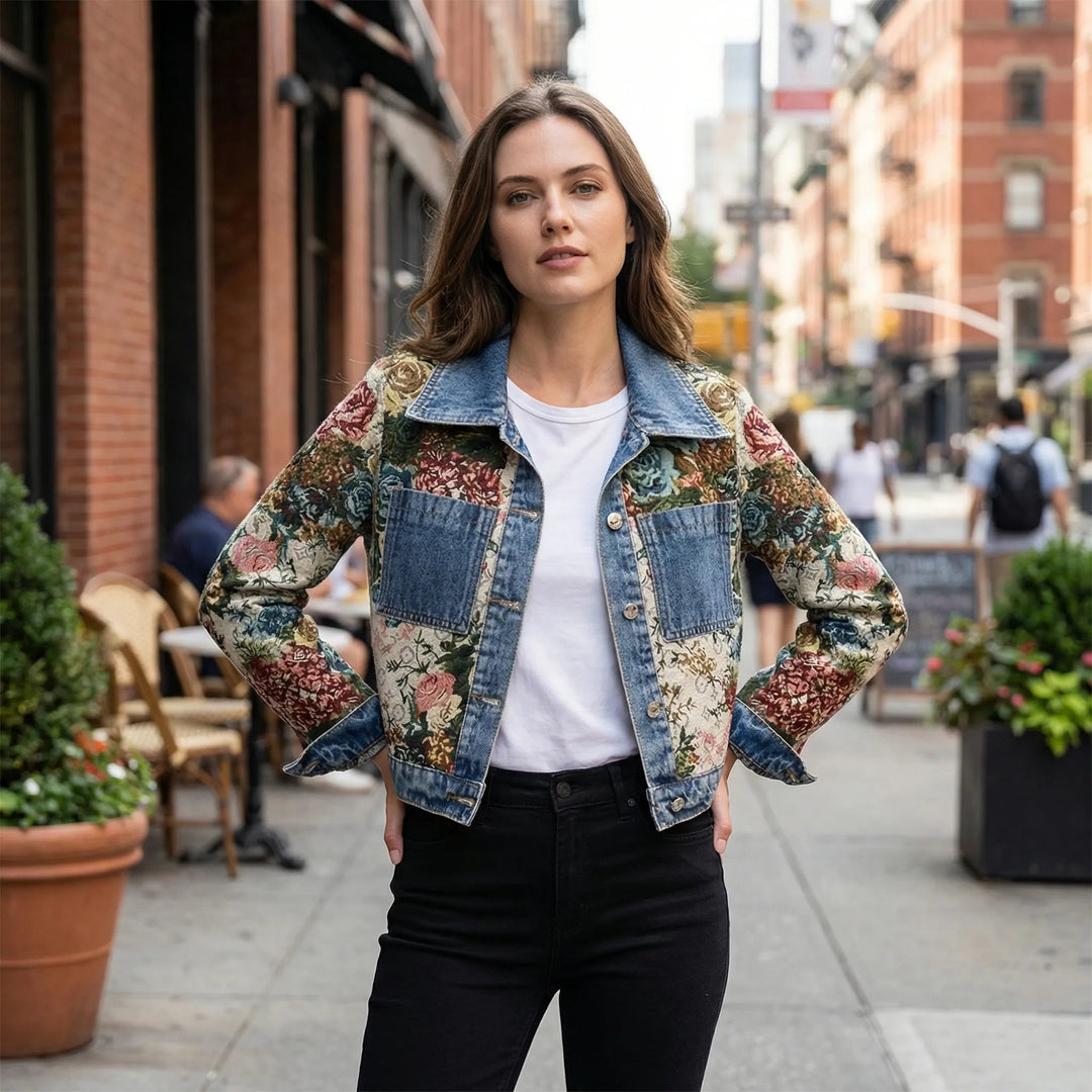 Veste en denim pour femmes | Coupe raccourcie & Imprimé statement
