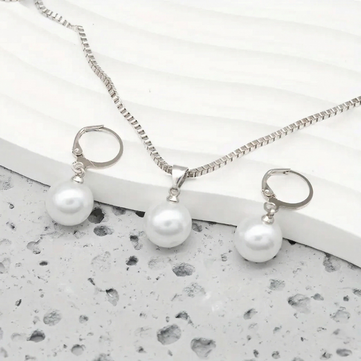 Ensemble de bijoux en perles | Or blanc