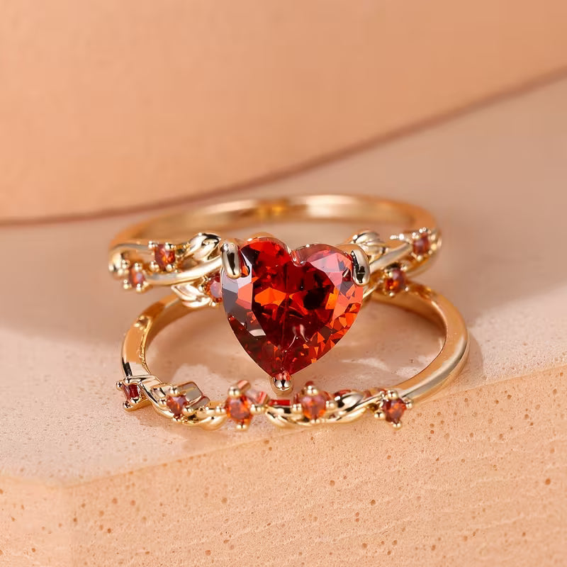 Ensemble de bagues cœur Redvine | Or