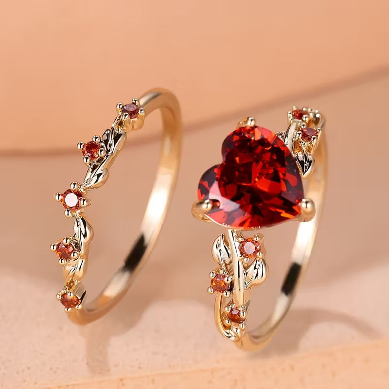 Ensemble de bagues cœur Redvine | Or