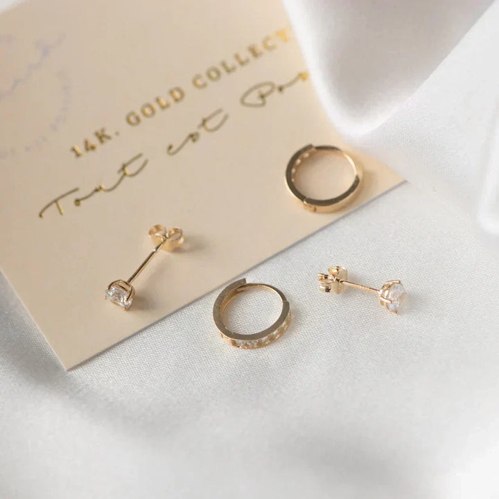 Ensemble de boucles d'oreilles « Dara brillant » avec pierres | Or