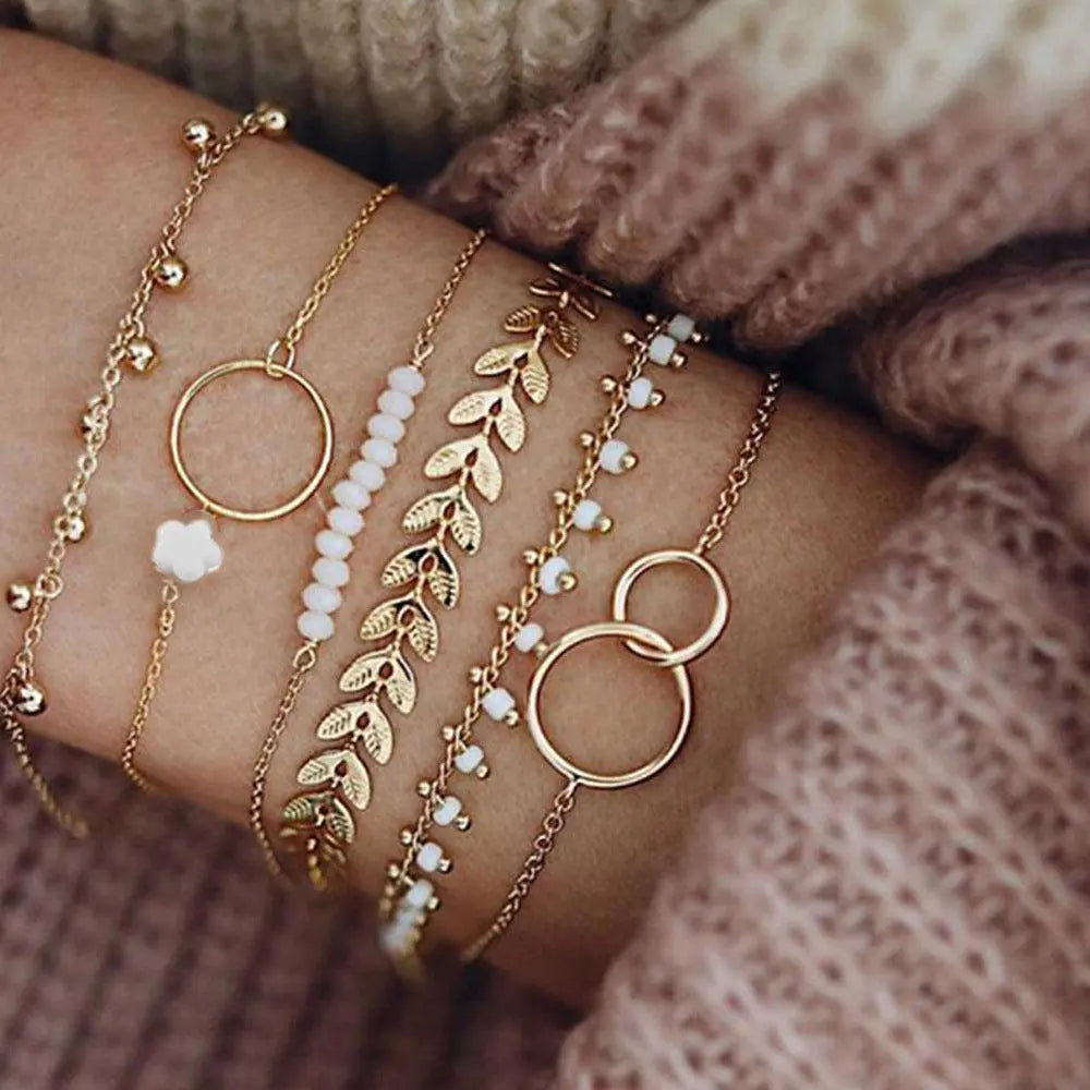 Ensemble de bracelets bohème dorés | Or