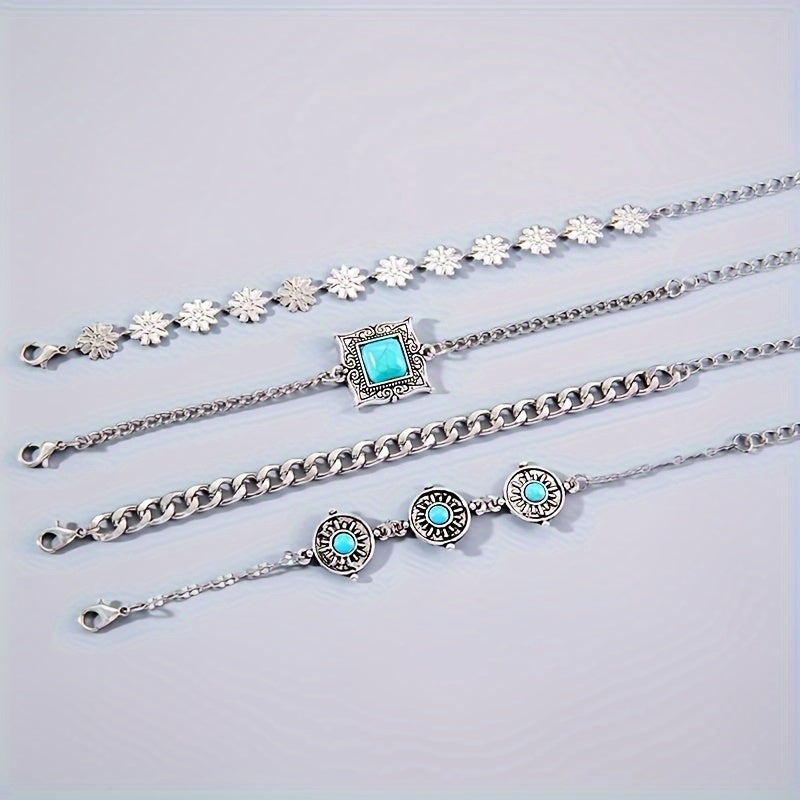 Ensemble de bracelets en pierre arc-en-ciel | Or blanc