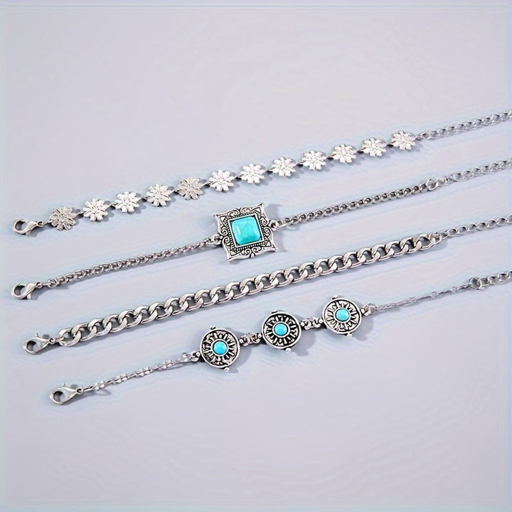 Ensemble de bracelets en pierre arc-en-ciel | Or blanc