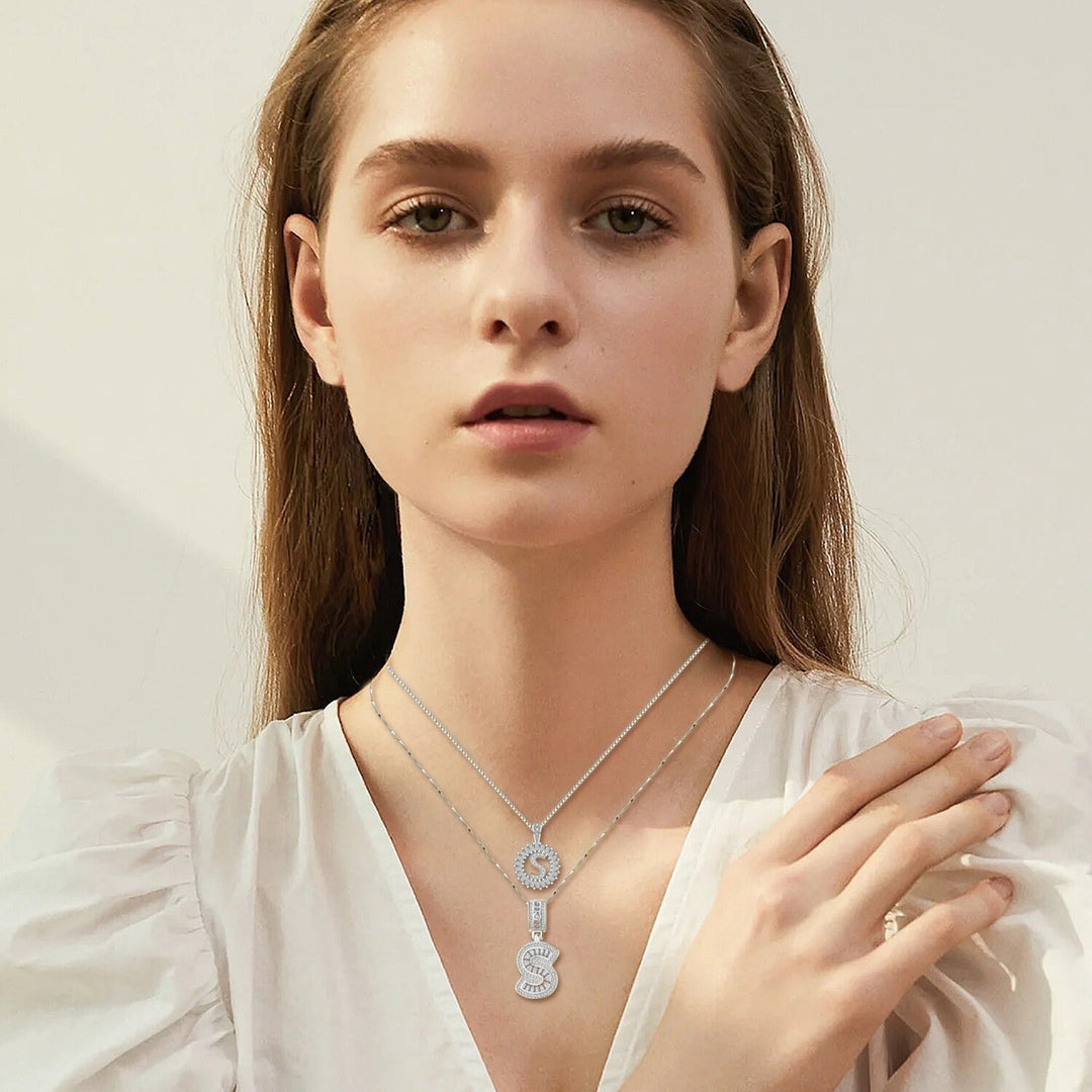 Ensemble de colliers avec initiales | Or blanc