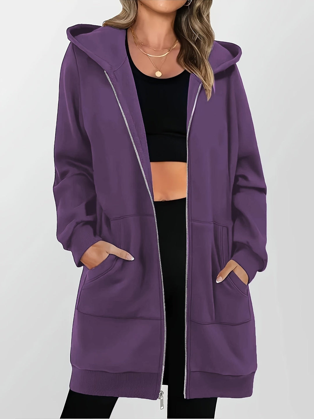 Sweat à capuche pour femme | Poches pratiques et coupe longue confortable