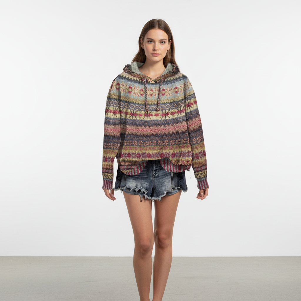 Sweat à capuche femme | Motif vintage avec capuche