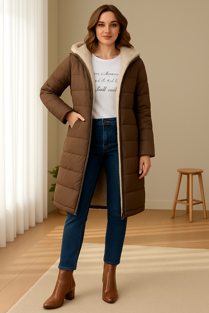 Veste Femme Longue | Avec Capuche et Doublure Douce