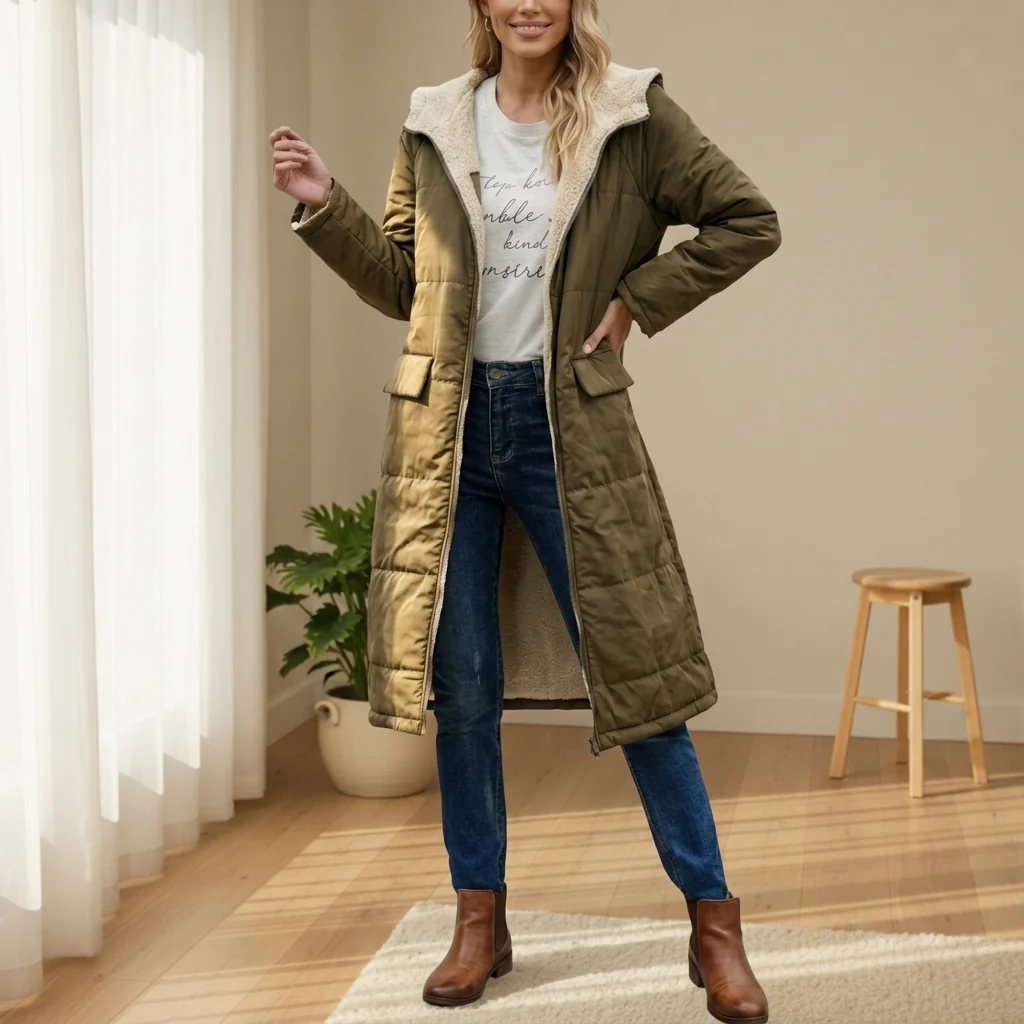 Veste Femme Longue | Avec Capuche et Doublure Douce