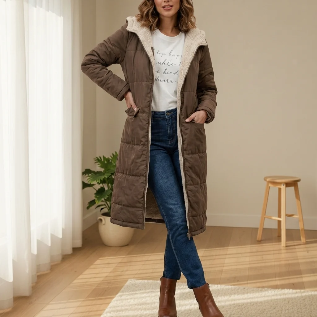 Veste Femme Longue | Avec Capuche et Doublure Douce