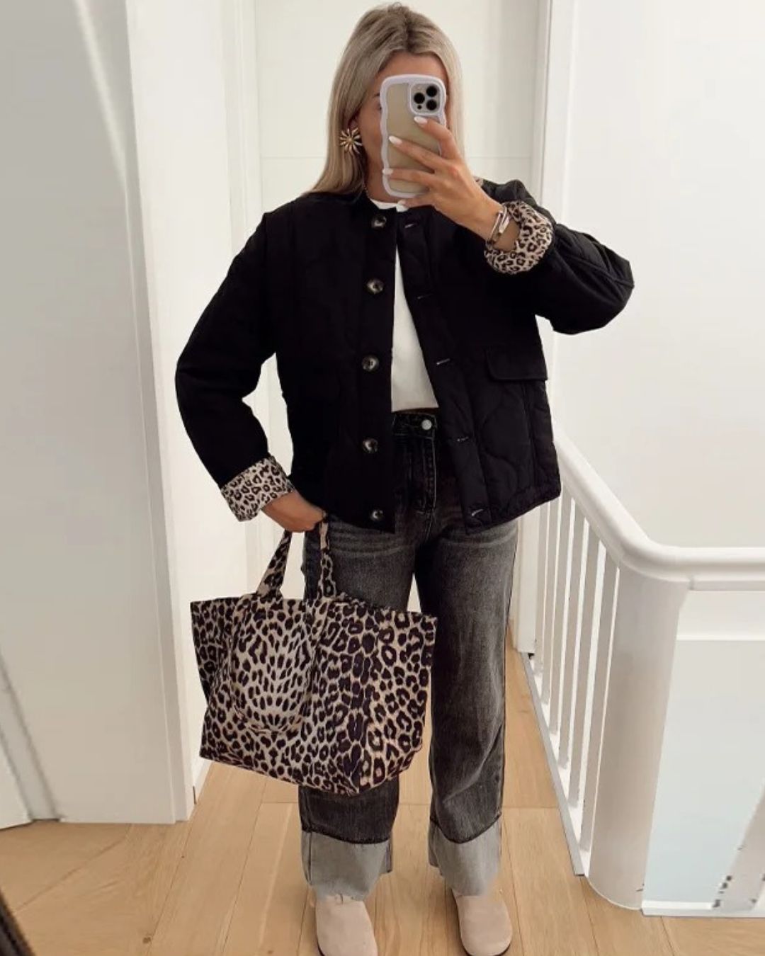 Veste Femme | Détails Matelassés & Léopard