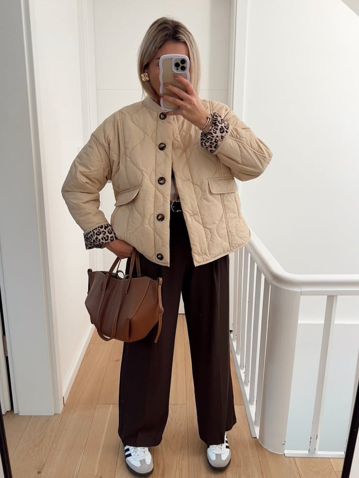 Veste Femme | Détails Matelassés & Léopard