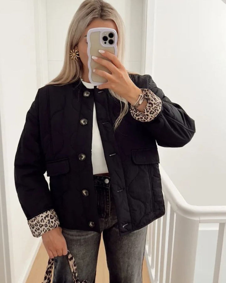 Veste Femme | Détails Matelassés & Léopard